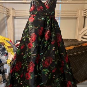 Sherri Hill Black and Red Strapless Dress